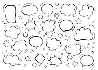 Chalky hand drawn crayon speech bubble collection for creative communication and design projects