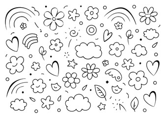 Charming child friendly design featuring a heart rainbow flower and playful lines for creative projects