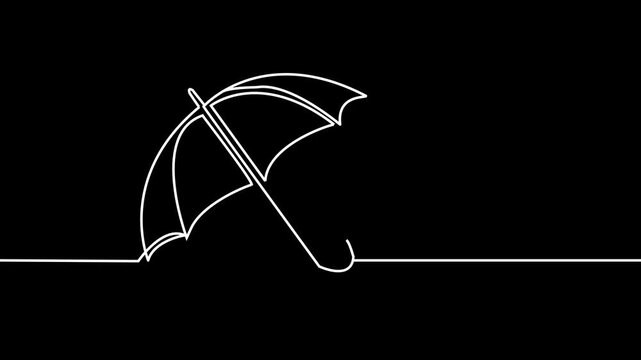Umbrella. Line drawing . Rain season. illustration .