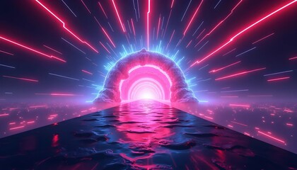 Futuristic Cosmic Shockwave Expanding With Neon Radiant Sparks"