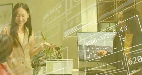 Presenter gesturing and initiating renewable energy data overlays on solar panel, wind turbine - Powered by Adobe