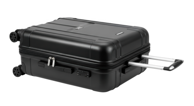 Durable Black Hardside Spinner Luggage with Telescopic Handle for Easy Travel and Secure Storage