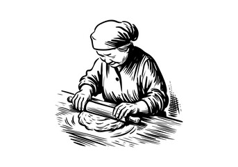 Rolling pin hand drawn vector illustration