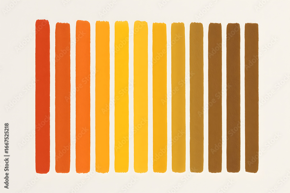 Aufkleber warm palette gradient: a vivid display of a warm palette gradient arranged in neat rows. showcasing 