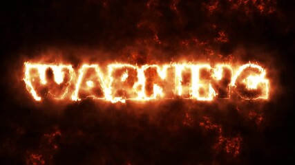 Fiery Warning: Animated Text with Burning Effect on Dark Background - Powered by Adobe