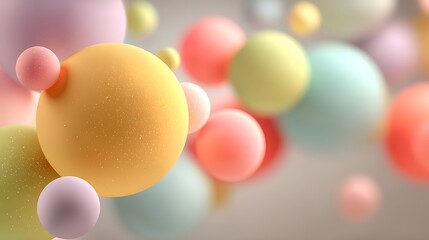 Abstract pastel gradient background with floating 3D spheres and large empty central space, modern minimal design for creative text overlay and futuristic concepts