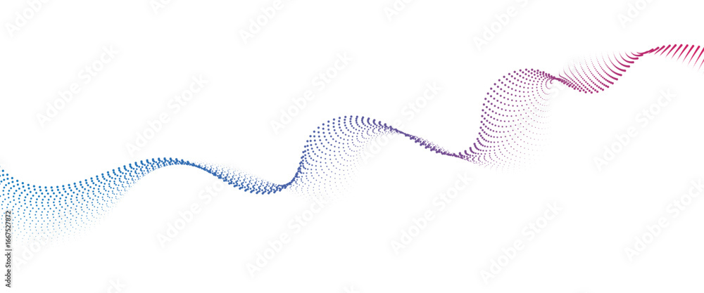 Poster flowing dot wave halftone gradient pattern on transparent background
