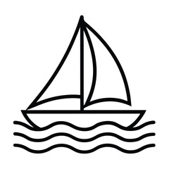 sailing boat outline vector illustration