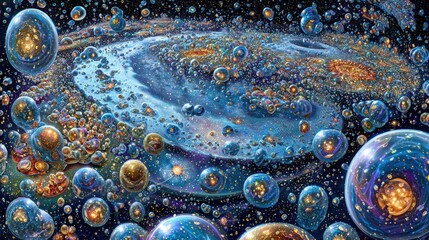 Colorful Abstract Galaxy Bubble Illustration