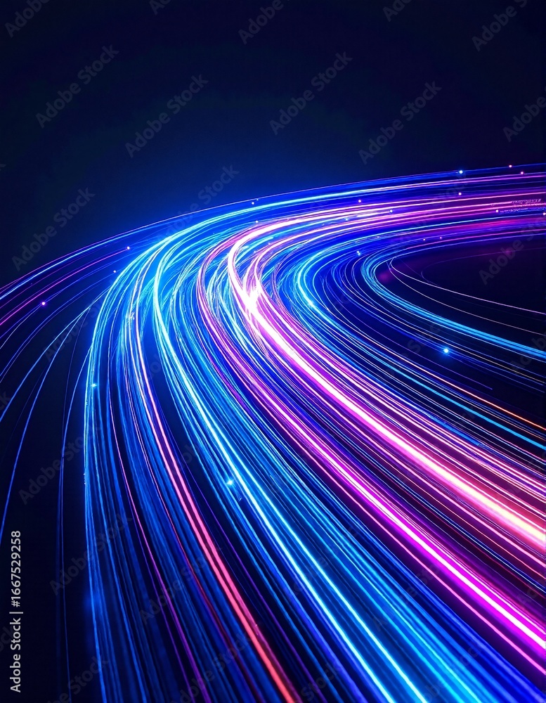 Poster a mesmerizing long exposure captures vibrant light trails weaving through the darkness, creating a d