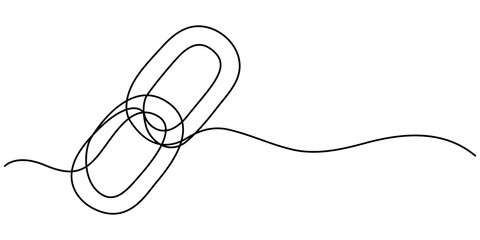 Obraz premium chain continuous one line drawing, One continuous line drawing of a chain. Vector illustration, Continuous single line drawing of link icon Hyperlink chain symbol vector illustration. 