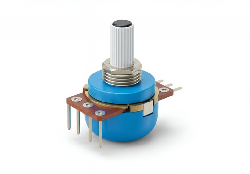 Precision electronic potentiometer component with ribbed knob and metal shaft for audio equipment
