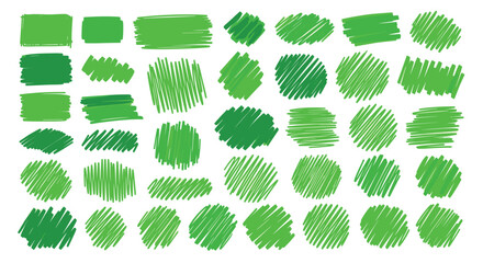 Vibrant green marker strokes and scribbles for dynamic design elements and highlighting