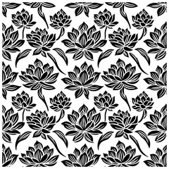 Lotus flower seamless pattern silhouette background
