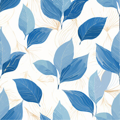 Luxury floral pattern with hand drawn leaves elegant astract background in minimalistic linear style trendy line art design element vector illustration
3