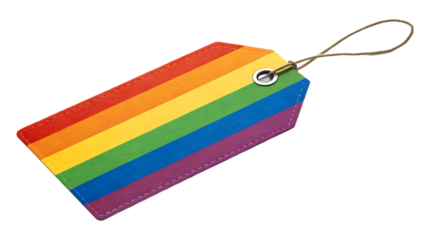 A vibrant rainbow tag, isolated on transparent background, symbolizes pride and support for the lgbtq community, representing diversity, equality, and acceptance