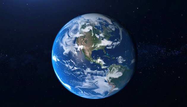 Earth, Space, Rotating Globe View - Powered by Adobe