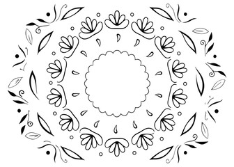 Obraz premium Elegant gold circle frame with intricate wreath design and decorative round border accents