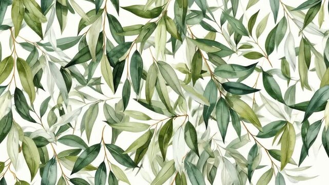 Watercolor botanical leaf pattern