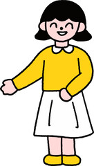 라인드로잉 맞이 인사 안내 여자 사람