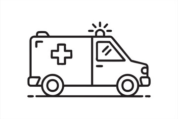 Set of emergency ambulance icons featuring healthcare, medical transport, and siren symbols