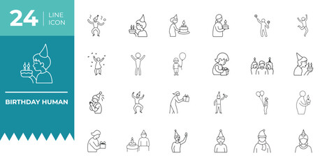 Birthday Human Outline Icon Celebration Vector