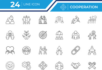 Cooperation Outline Icon Teamwork Vector