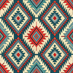 Seamless ethnic pattern with tribal geometric ornament in native style