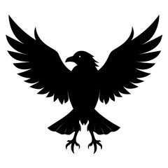 Naklejka premium Majestic black eagle silhouette with powerful wings spread wide ready for flight