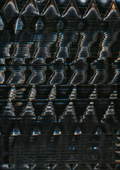 Static noise. Glitch vibration. Flare signal wave pattern texture on black background. Defocused...