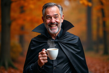 Fototapeta premium Senior Man in a Dracula Costume with a Moustache