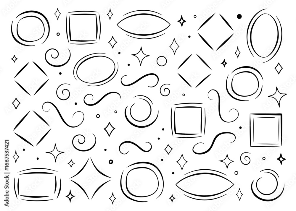 Poster collection of hand drawn doodle style frames featuring square and rectangular shapes in vibrant colo