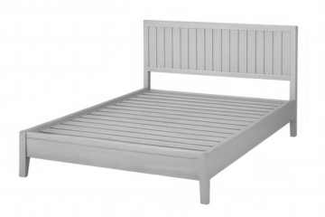 Contemporary white wooden bed frame isolated on transparent background, perfect for interior design projects