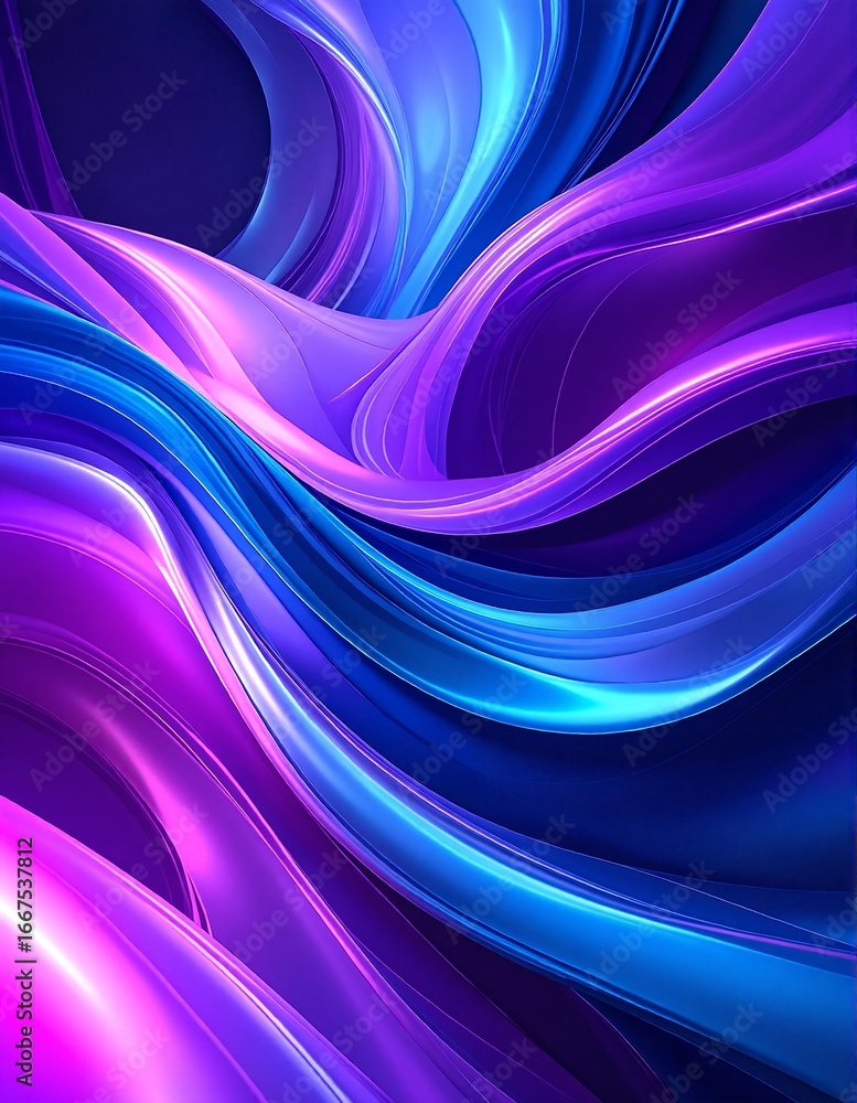 Poster a vibrant abstract background featuring flowing waves in shades of blue and pink, creating a dynamic