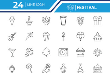 Festival Outline Icon Event Illustration