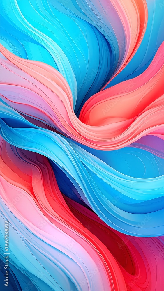 Poster vibrant abstract background featuring flowing, colorful waves in a harmonious blend of hues, creatin