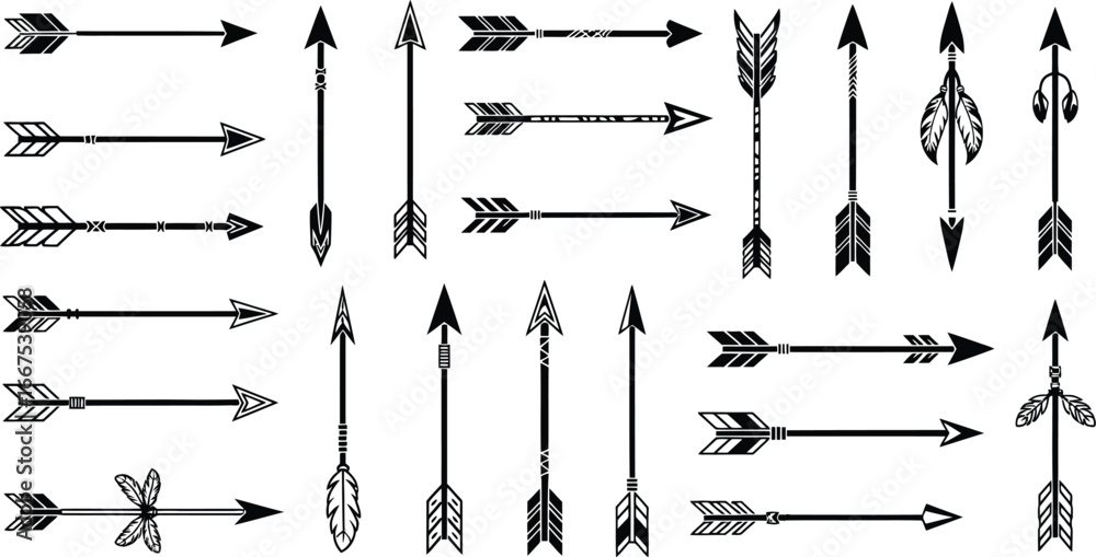 Poster collection of various arrows, perfect for adding a touch of rustic charm to your creative project