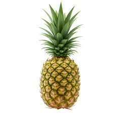 Fototapeta premium Whole Ripe Pineapple with Green Crown of Leaves Showcasing its Textured Yellow and Green Skin Isolated on White or Transparent Background