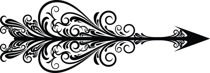 Ornate floral arrow design element, perfect for vintage invitations and decorative headings