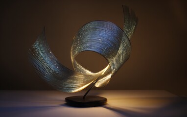 Obraz premium Abstract sculpture with flowing, luminous ribbons.