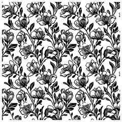 Magnolia lower seamless pattern silhouette background