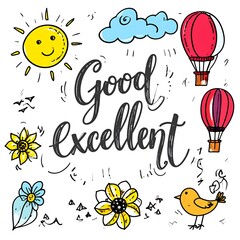 Cute, colorful doodle art with inspirational words