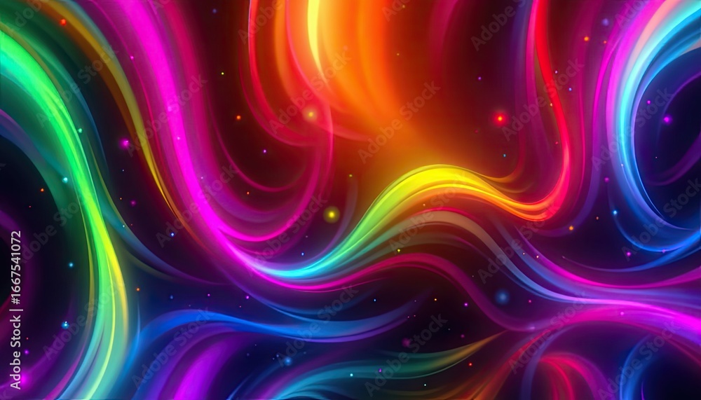 Poster vibrant colorful flowing abstract patterns with swirls and light effects for creative backgrounds