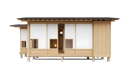 Traditional japanese house with shoji screens and wooden architecture