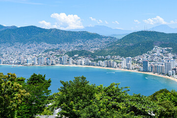Vista a la costa de Acapulco, Guerrero, turismo