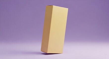 Minimalist beige box on pastel purple background