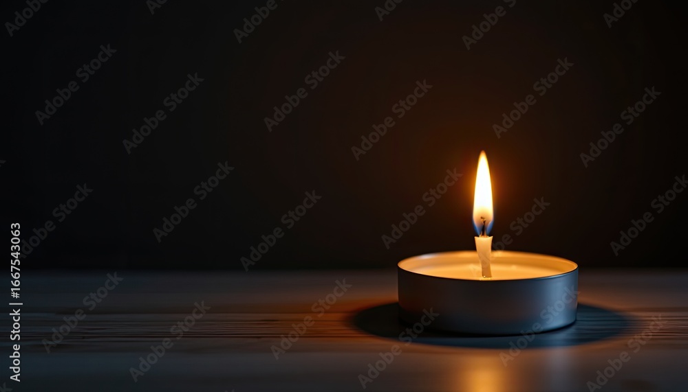 Poster single flame from a candle illuminating a dark space creating a peaceful and serene atmosphere for r
