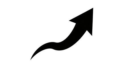 White curved arrow pointing upwards direction movement isolated on a transparent background