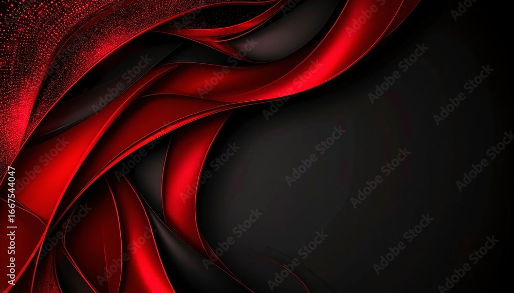 Poster a vibrant red and black abstract background featuring dynamic swirls and gradients, creating a sense