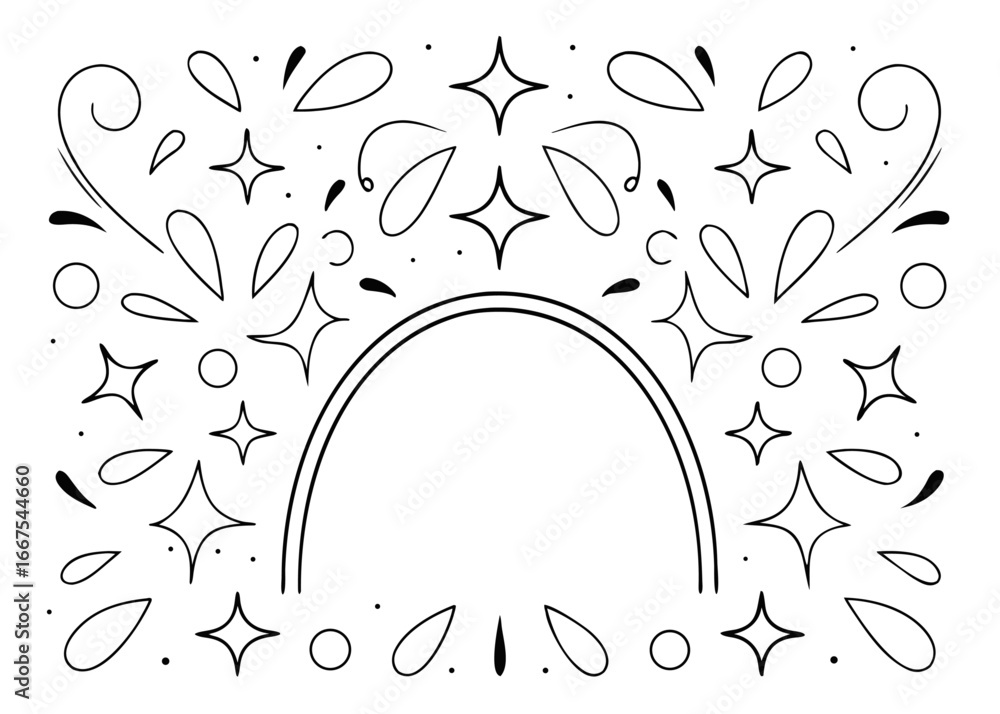 Poster minimalist line art arch and oval frame collection featuring simple geometric shapes for graphic des